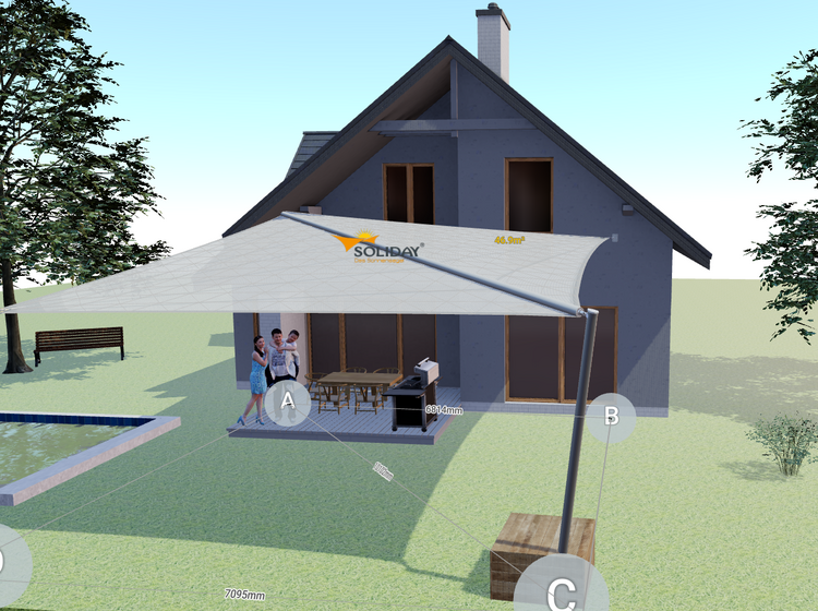 Sonnensegel im Grundriss integriert. Bild aus Planungsprogramm.